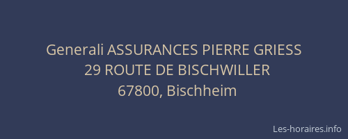 Generali ASSURANCES PIERRE GRIESS