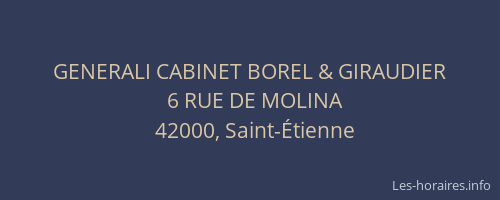 GENERALI CABINET BOREL & GIRAUDIER