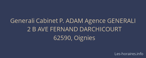 Generali Cabinet P. ADAM Agence GENERALI