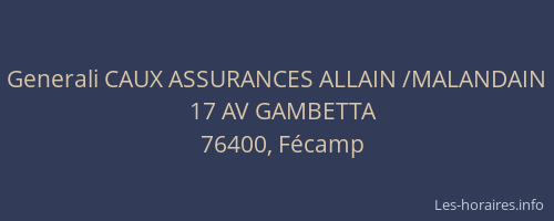 Generali CAUX ASSURANCES ALLAIN /MALANDAIN
