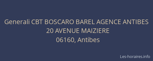 Generali CBT BOSCARO BAREL AGENCE ANTIBES