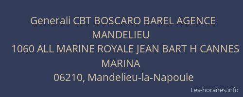 Generali CBT BOSCARO BAREL AGENCE MANDELIEU