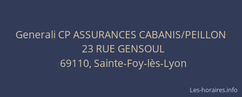 Generali CP ASSURANCES CABANIS/PEILLON