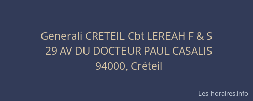 Generali CRETEIL Cbt LEREAH F & S