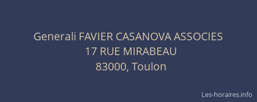 Generali FAVIER CASANOVA ASSOCIES