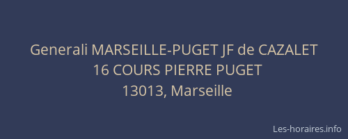Generali MARSEILLE-PUGET JF de CAZALET