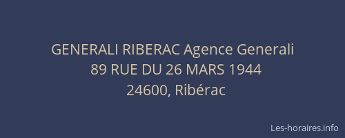 GENERALI RIBERAC Agence Generali