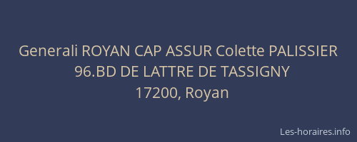 Generali ROYAN CAP ASSUR Colette PALISSIER