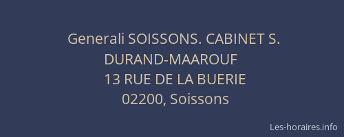 Generali SOISSONS. CABINET S. DURAND-MAAROUF