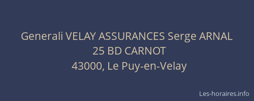 Generali VELAY ASSURANCES Serge ARNAL