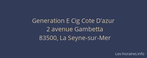 Generation E Cig Cote D'azur