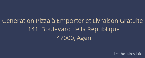 Generation Pizza à Emporter et Livraison Gratuite
