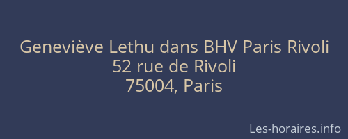 Geneviève Lethu dans BHV Paris Rivoli