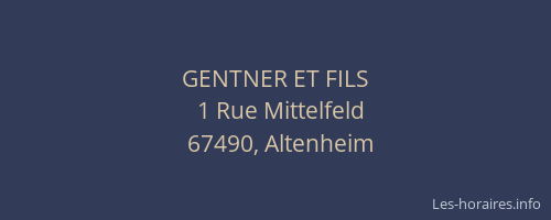 GENTNER ET FILS