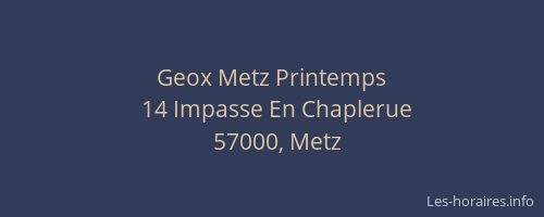 Geox Metz Printemps