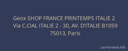 Geox SHOP FRANCE PRINTEMPS ITALIE 2