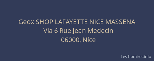 Geox SHOP LAFAYETTE NICE MASSENA