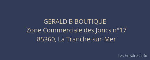 GERALD B BOUTIQUE