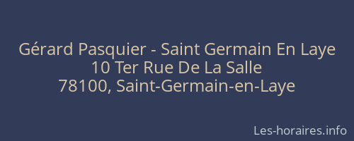 Gérard Pasquier - Saint Germain En Laye