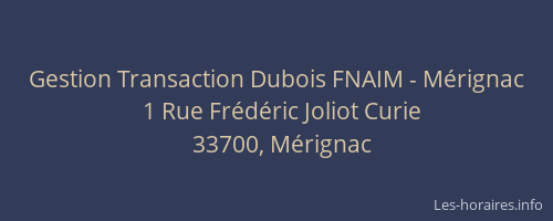Gestion Transaction Dubois FNAIM - Mérignac