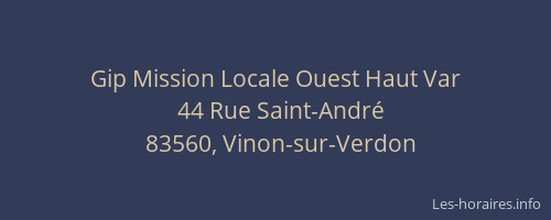 Gip Mission Locale Ouest Haut Var