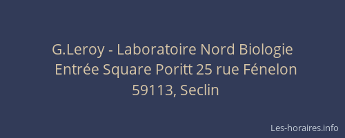 G.Leroy - Laboratoire Nord Biologie