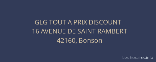 GLG TOUT A PRIX DISCOUNT