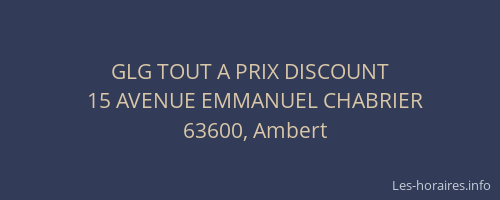 GLG TOUT A PRIX DISCOUNT