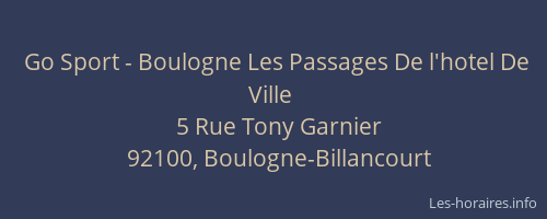 Go Sport - Boulogne Les Passages De l'hotel De Ville