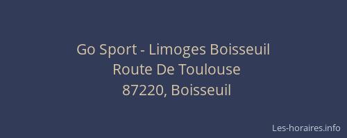 Go Sport - Limoges Boisseuil