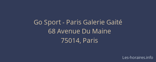 Go Sport - Paris Galerie Gaité