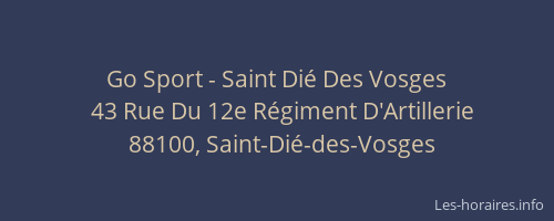 Go Sport - Saint Di&eacute; Des Vosges