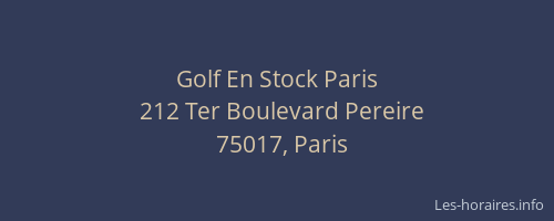 Golf En Stock Paris