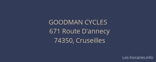 GOODMAN CYCLES