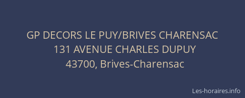 GP DECORS LE PUY/BRIVES CHARENSAC