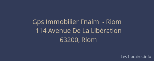 Gps Immobilier Fnaim  - Riom