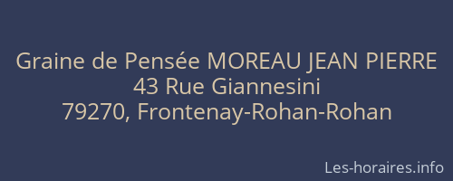 Graine de Pensée MOREAU JEAN PIERRE