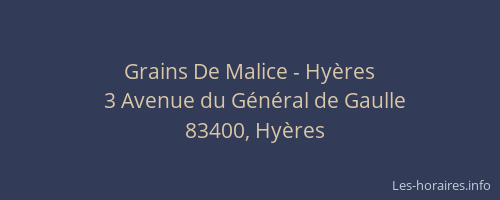 Grains De Malice - Hyères