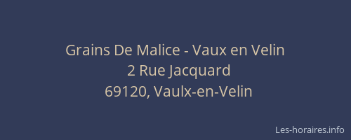 Grains De Malice - Vaux en Velin