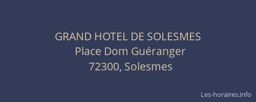 GRAND HOTEL DE SOLESMES