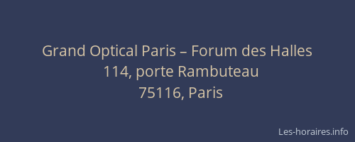 Grand Optical Paris – Forum des Halles