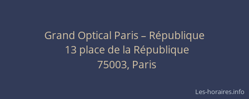 Grand Optical Paris – République