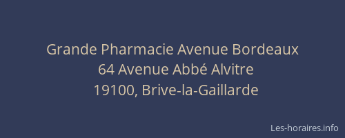 Grande Pharmacie Avenue Bordeaux
