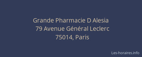 Grande Pharmacie D Alesia