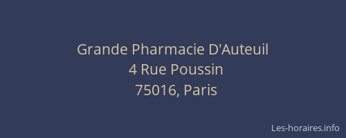 Grande Pharmacie D'Auteuil