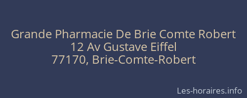 Grande Pharmacie De Brie Comte Robert