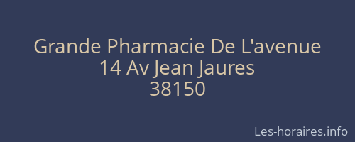 Grande Pharmacie De L'avenue