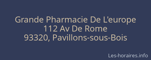 Grande Pharmacie De L'europe