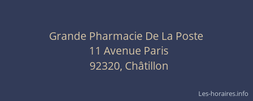 Grande Pharmacie De La Poste