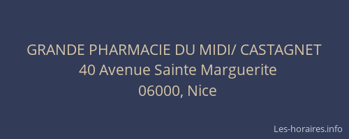 GRANDE PHARMACIE DU MIDI/ CASTAGNET